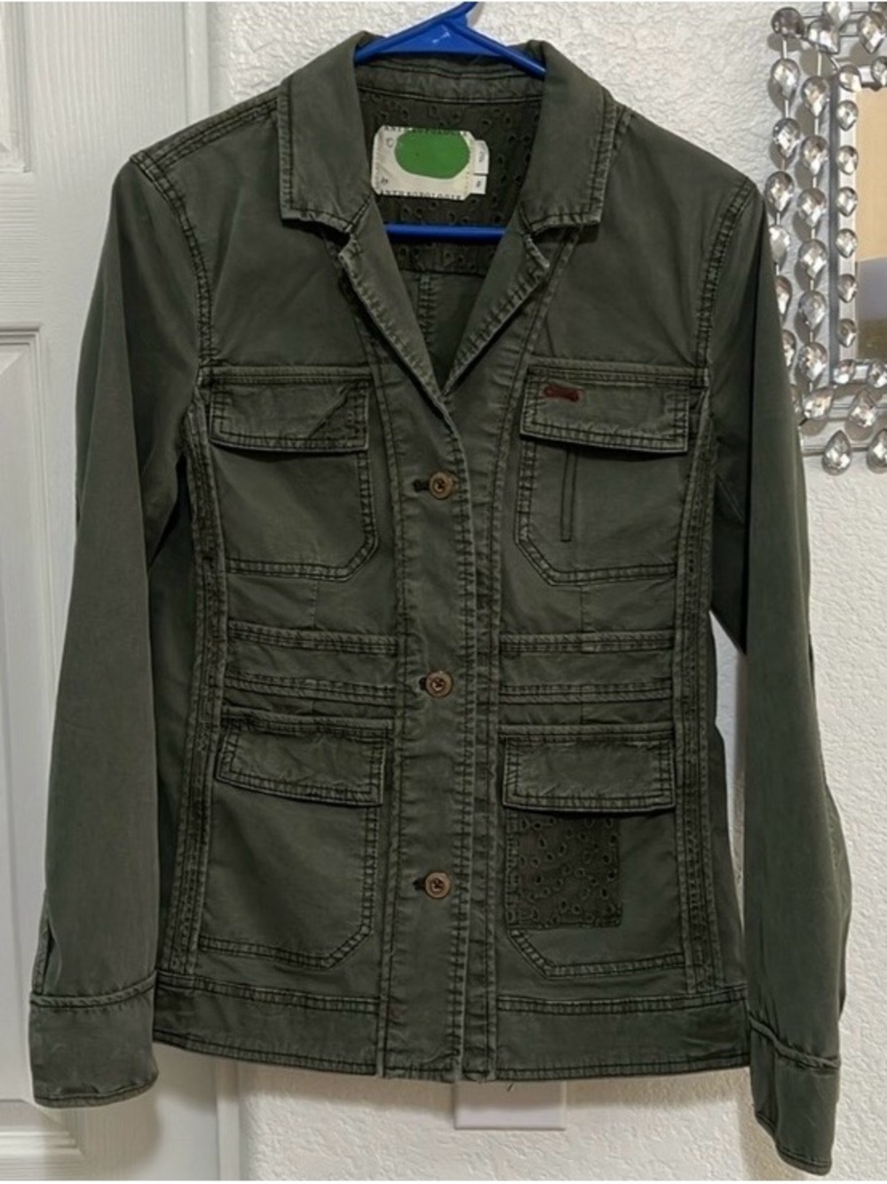 Anthropologie Olive Green Utility-Style Blazer Jacket